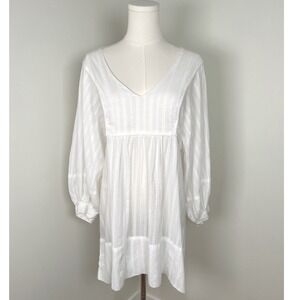 Melissa Odabash Camilla Cotton‎ Bell-Sleeve White Mini Dress Size XS